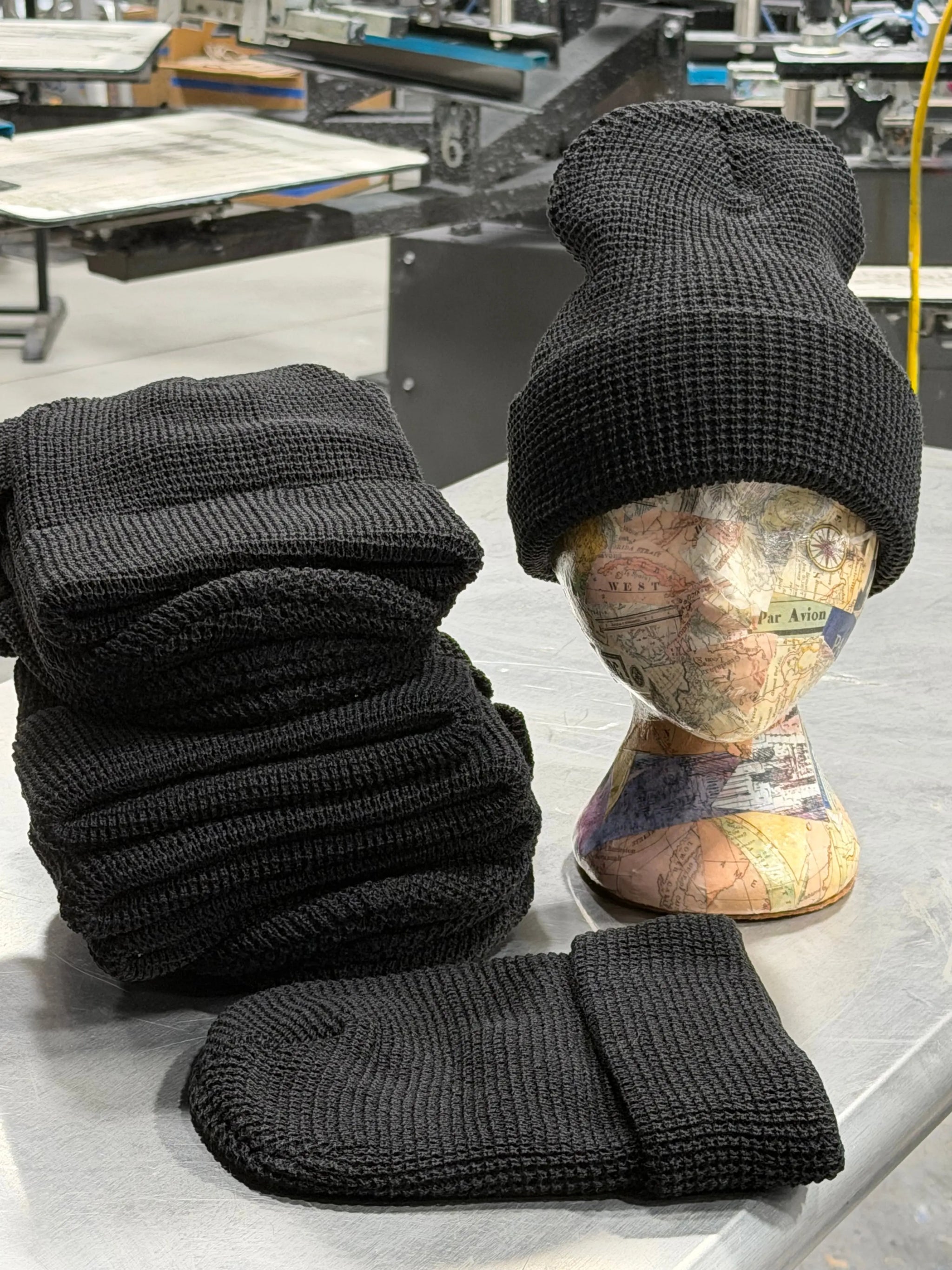 12 Richardson Waffle Knit Beanies with Cuff - Black