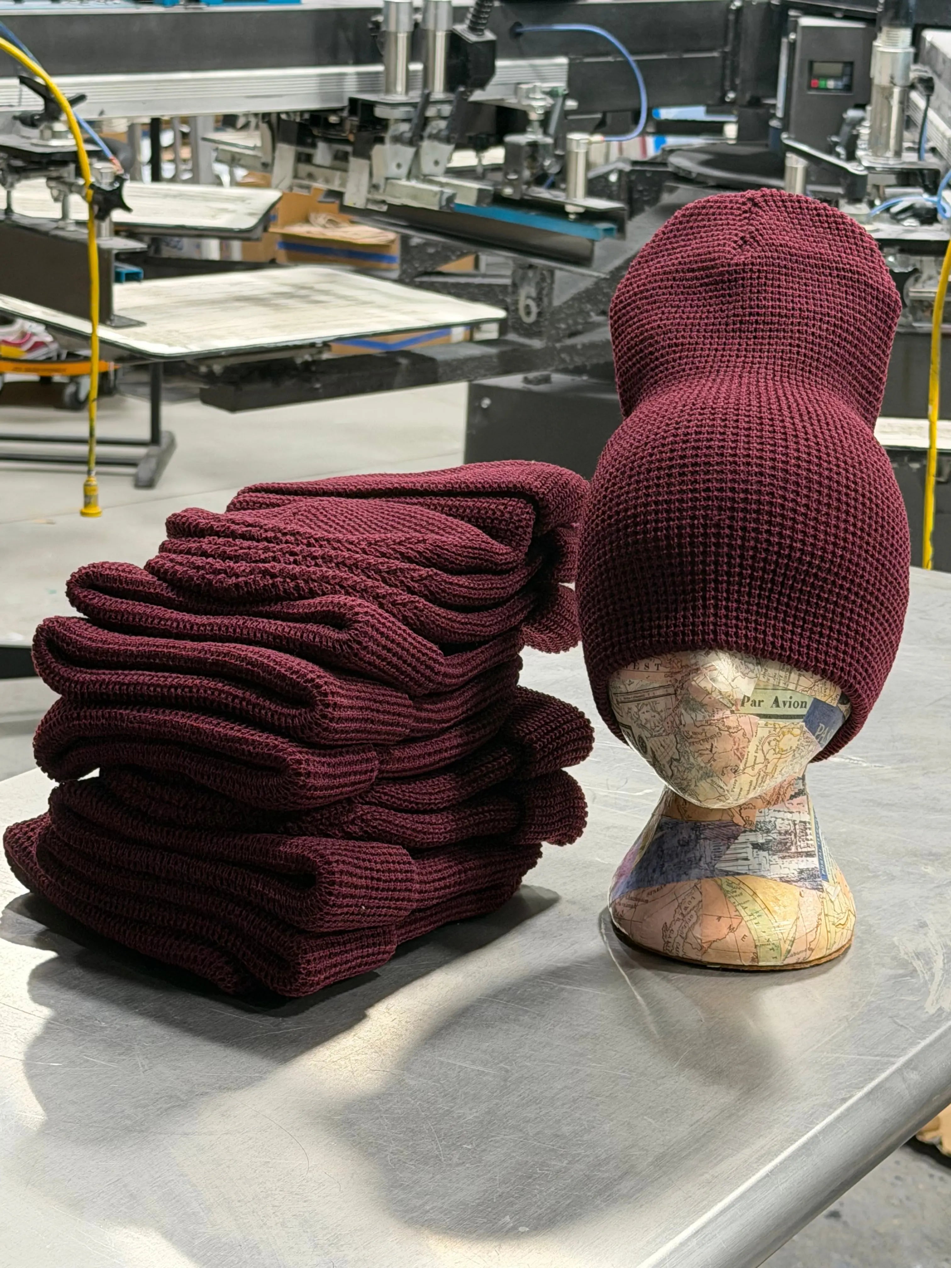 12 Richardson Waffle Knit Beanies with Cuff - Burgundy