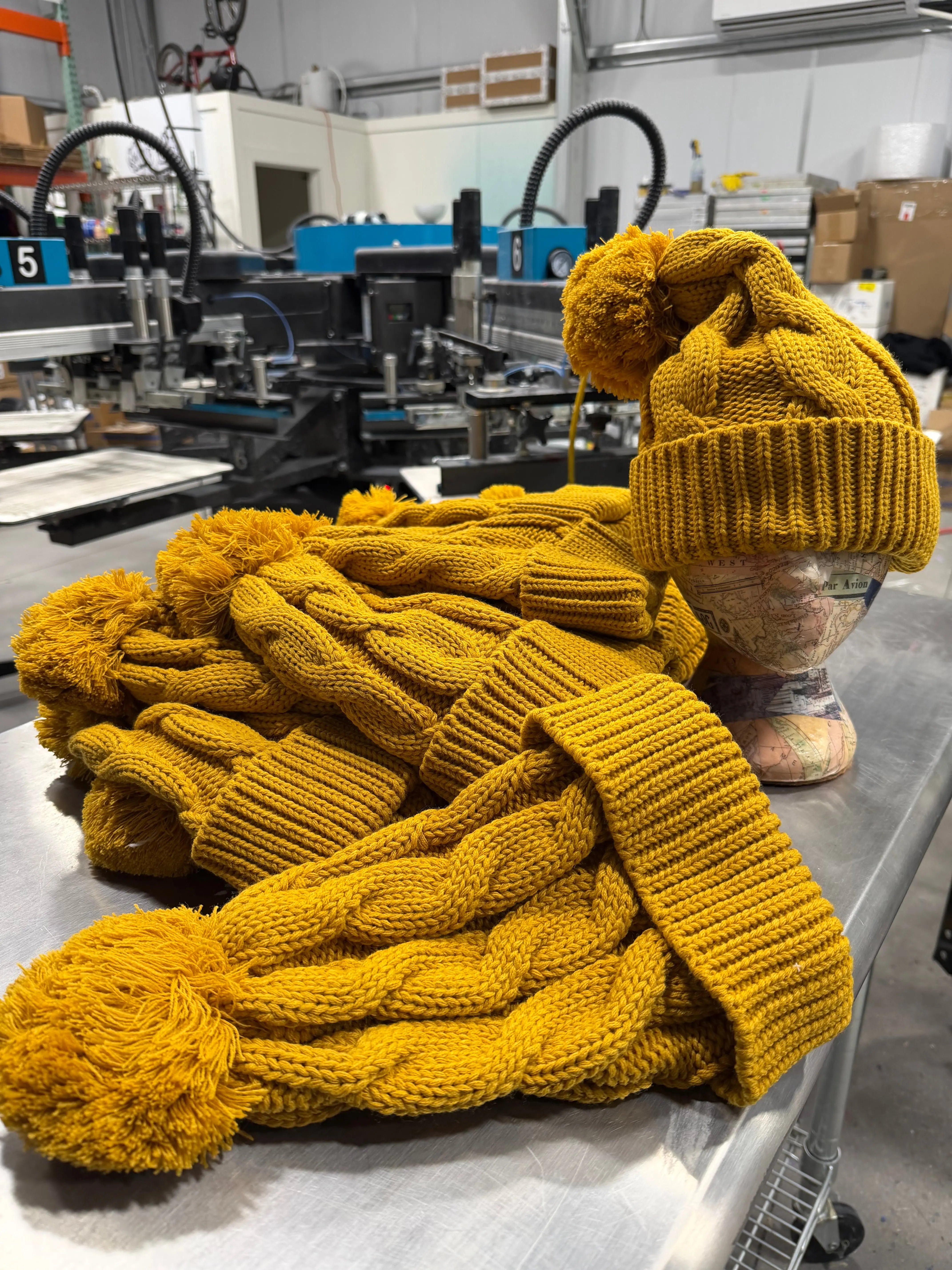 12 Richardson Chunk Twist Knit Beanies with Cuff and Pom - Camel