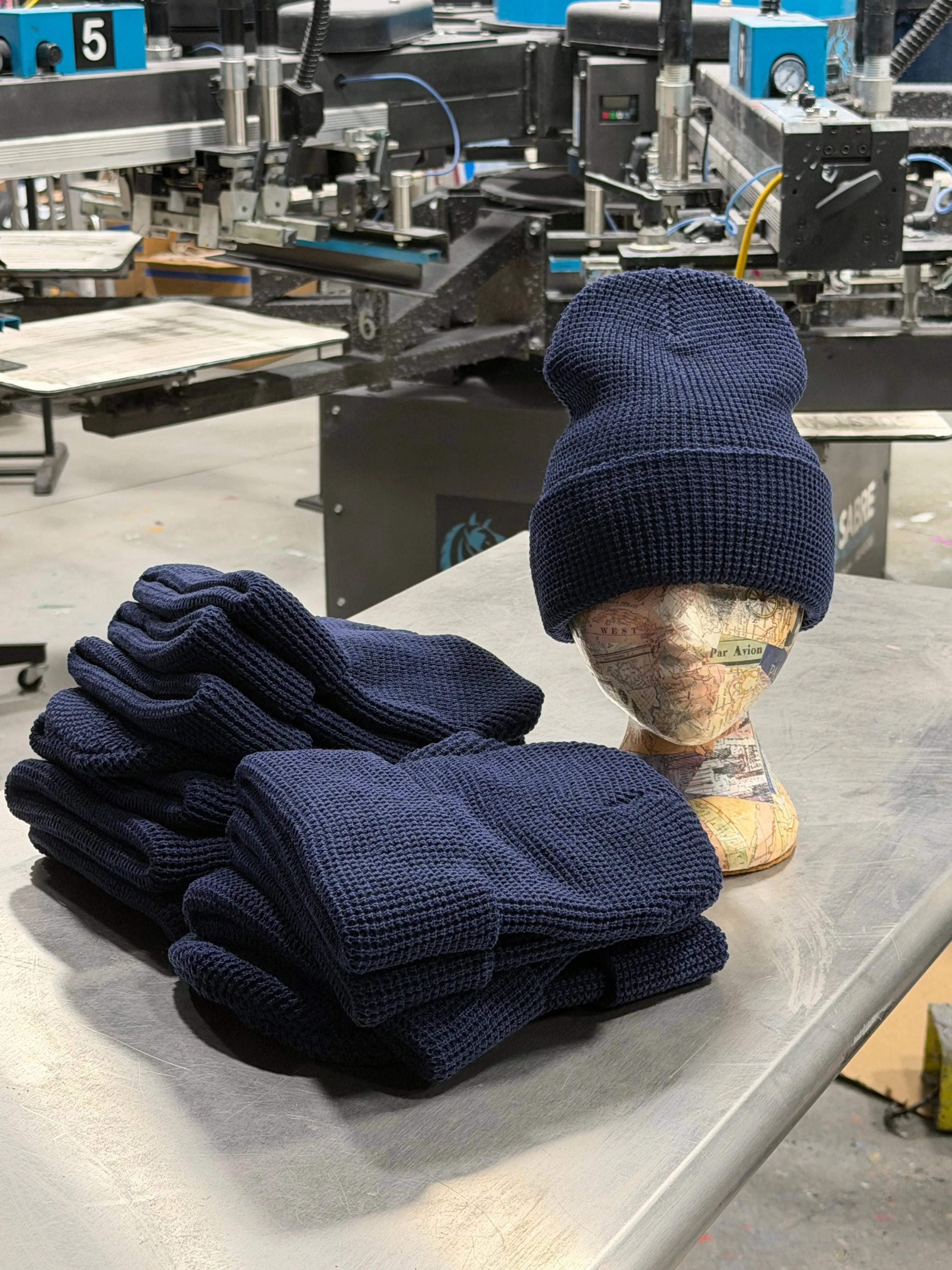 12 Richardson Waffle Knit Beanies with Cuff - Navy