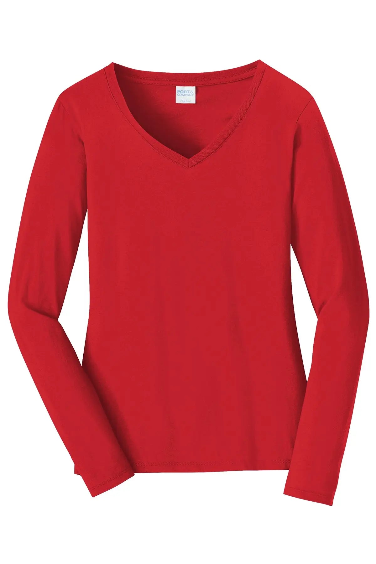 Port & Co™ Women's Long Sleeve Fan Favorite™ V-Neck Tee #LPC450VLS