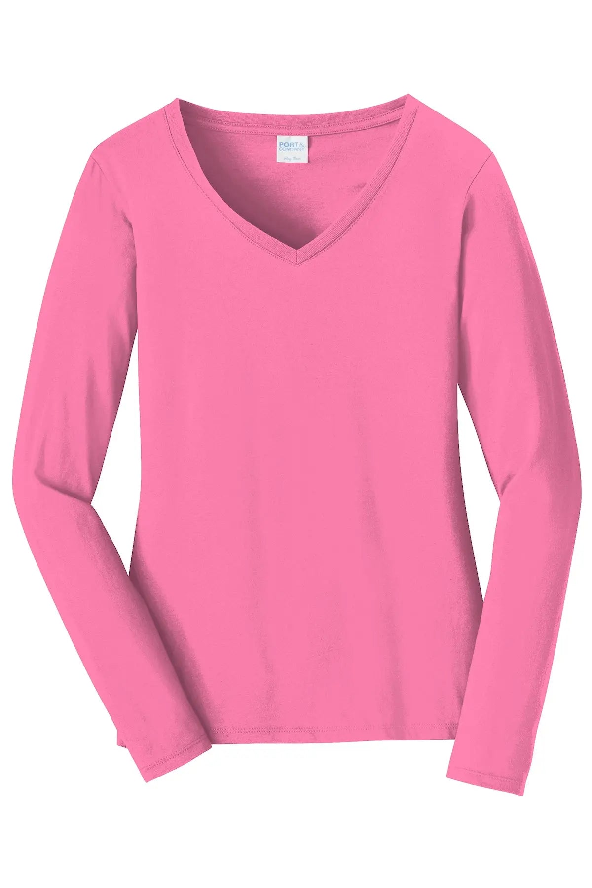 Port & Co™ Women's Long Sleeve Fan Favorite™ V-Neck Tee #LPC450VLS