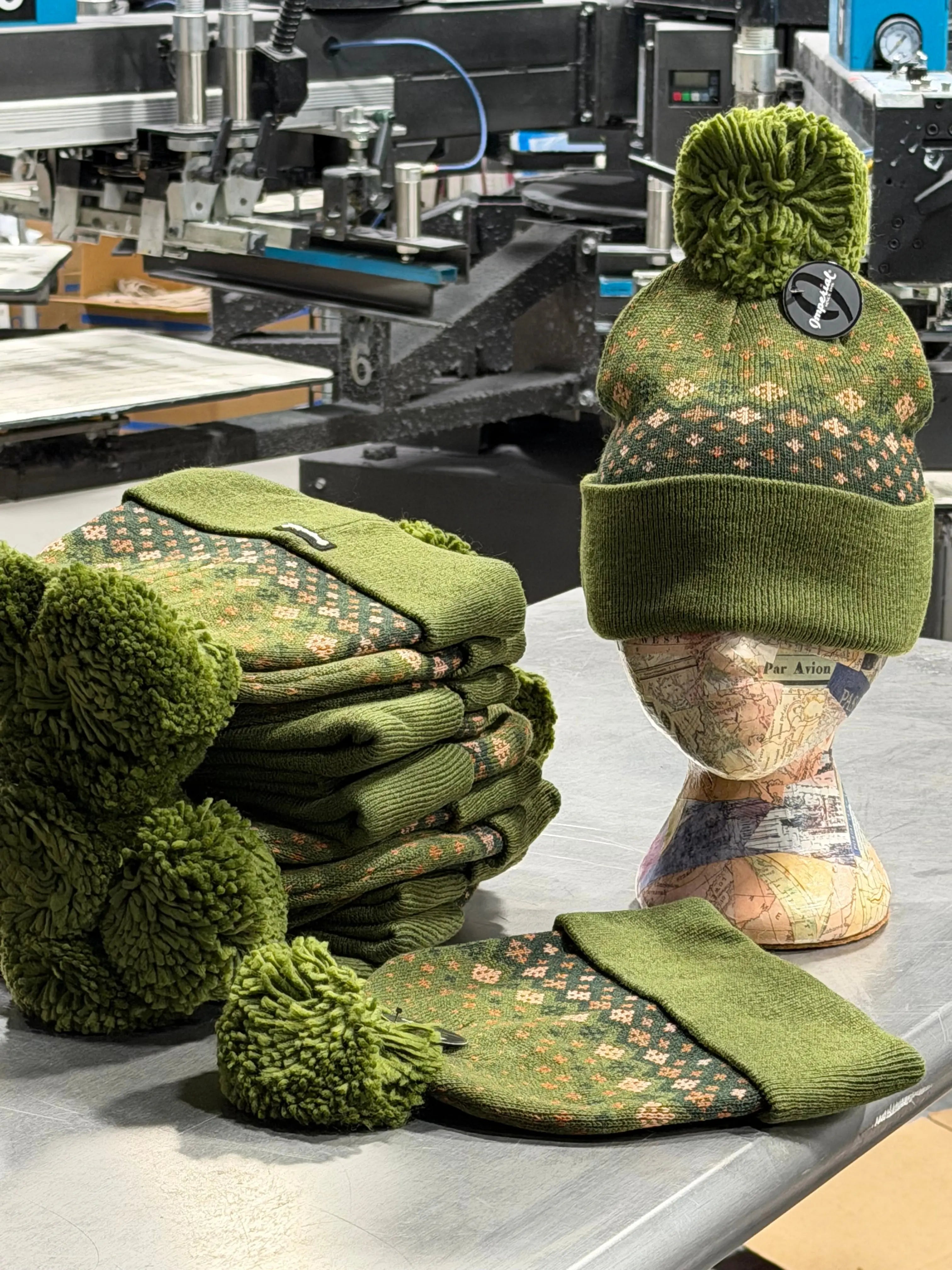 12 Imperial The Baniff Cuffed Beanies with Pom - Avocado