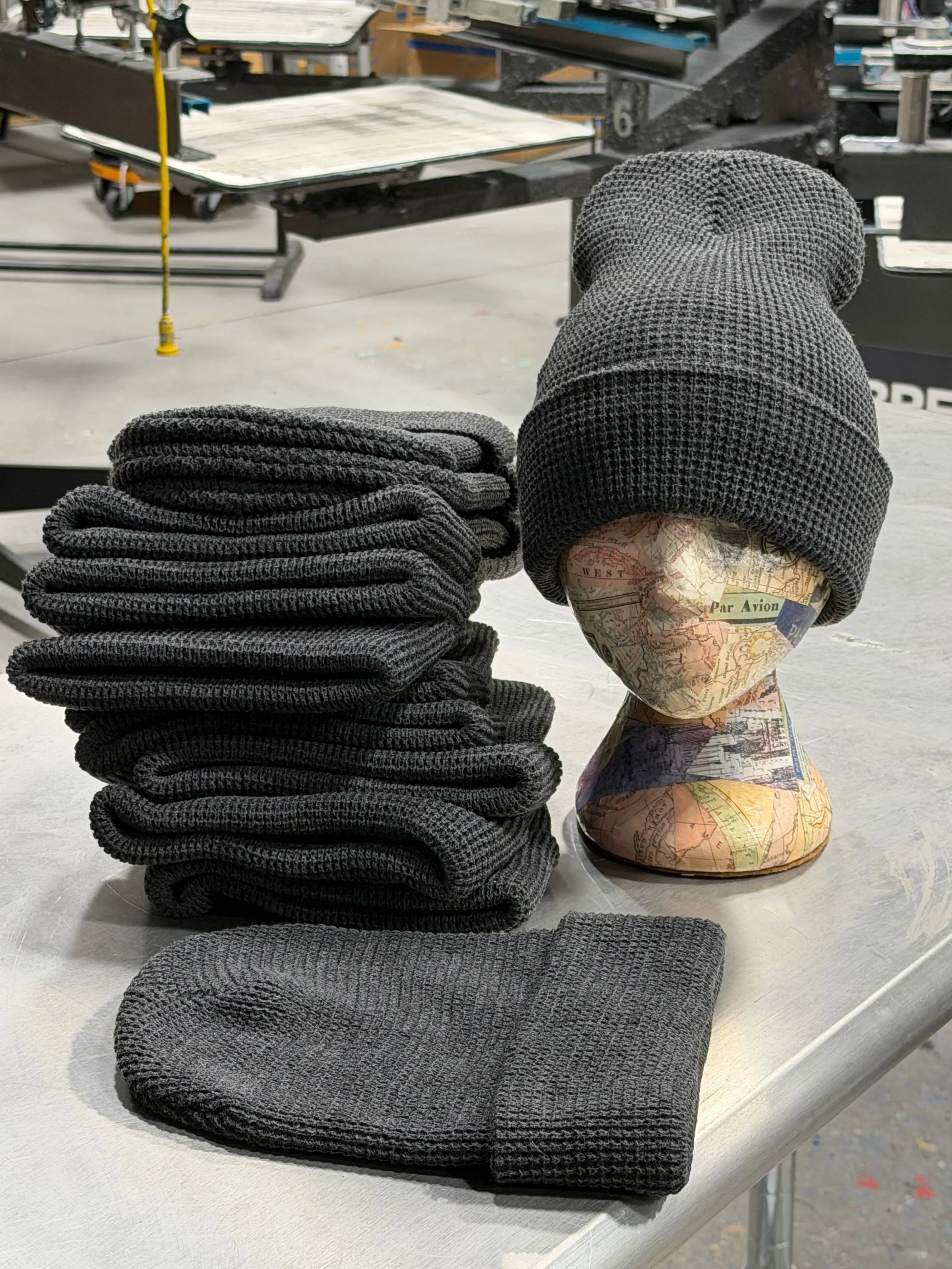 12 Richardson Waffle Knit Beanies with Cuff - Heather Charcoal