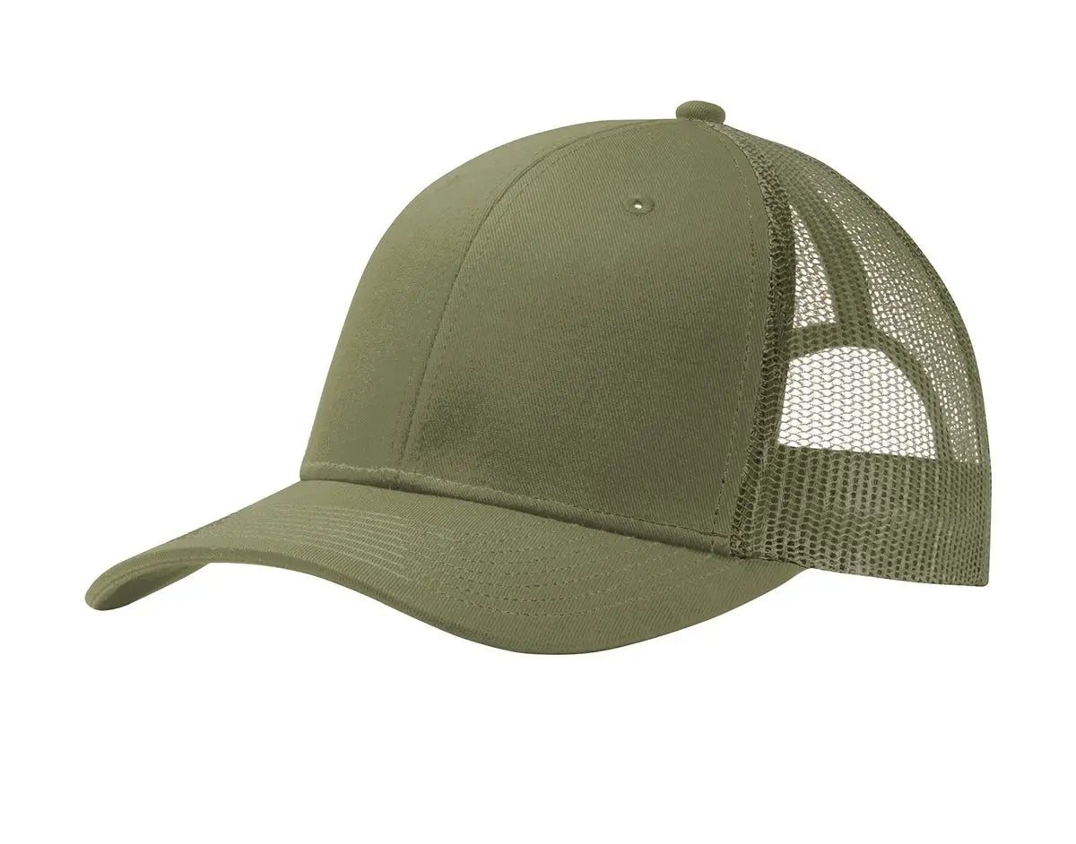 Green cap with mesh back on a white background