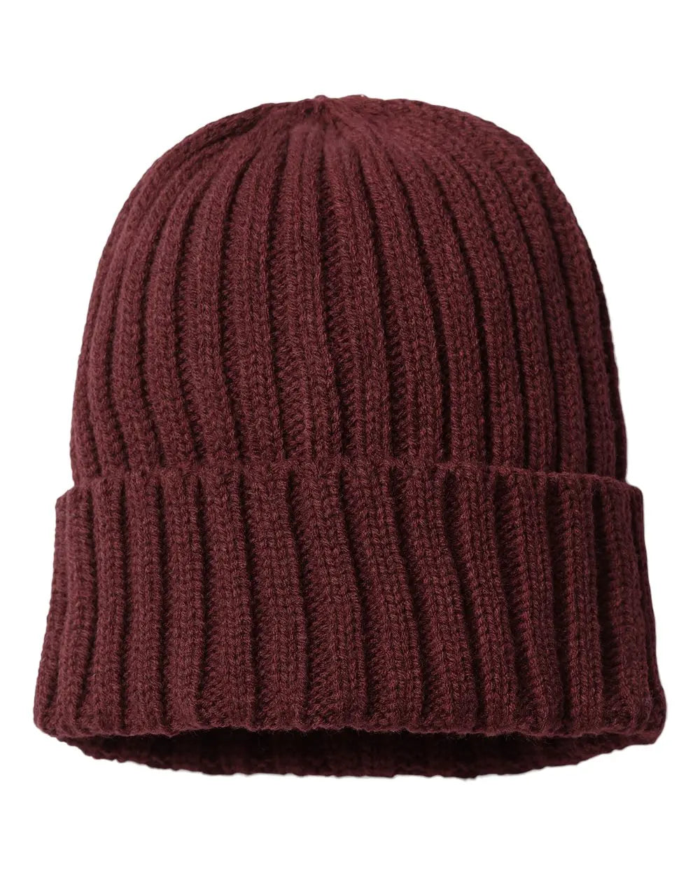 12 Atlantis Sustainable Cable Knit Cuffed Beanies - Burgundy