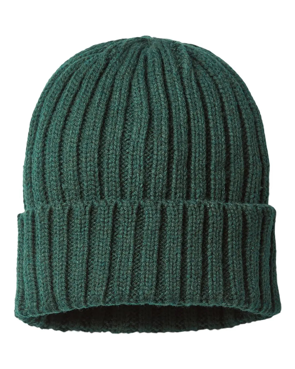 12 Atlantis Sustainable Cable Knit Cuffed Beanies - Bottle Green