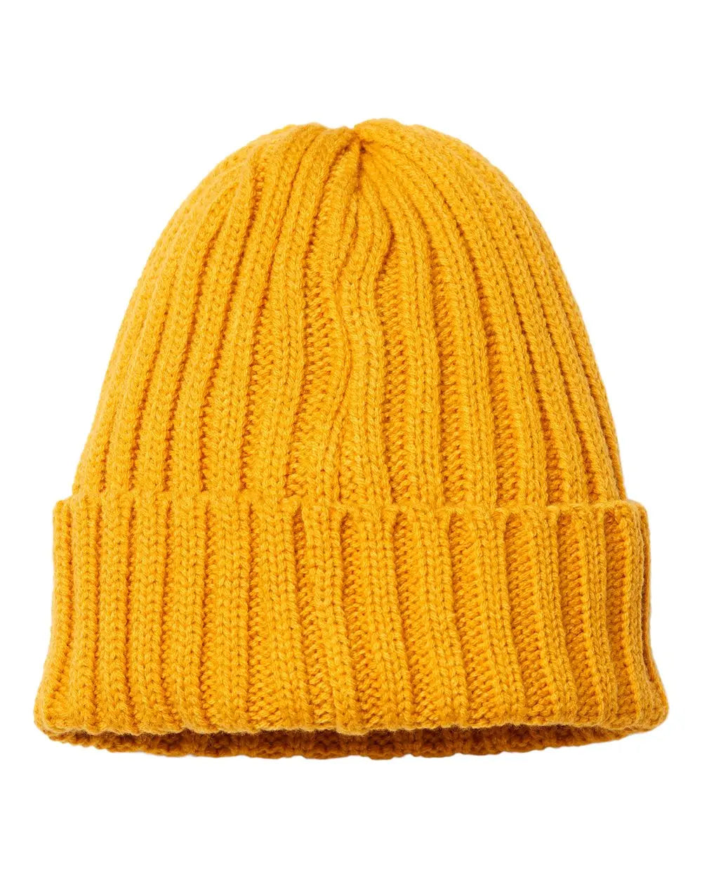12 Atlantis Sustainable Cable Knit Cuffed Beanies - Mustard