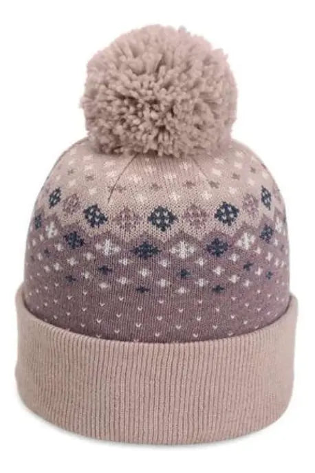 12 Imperial The Baniff Cuffed Beanies with Pom - Blush