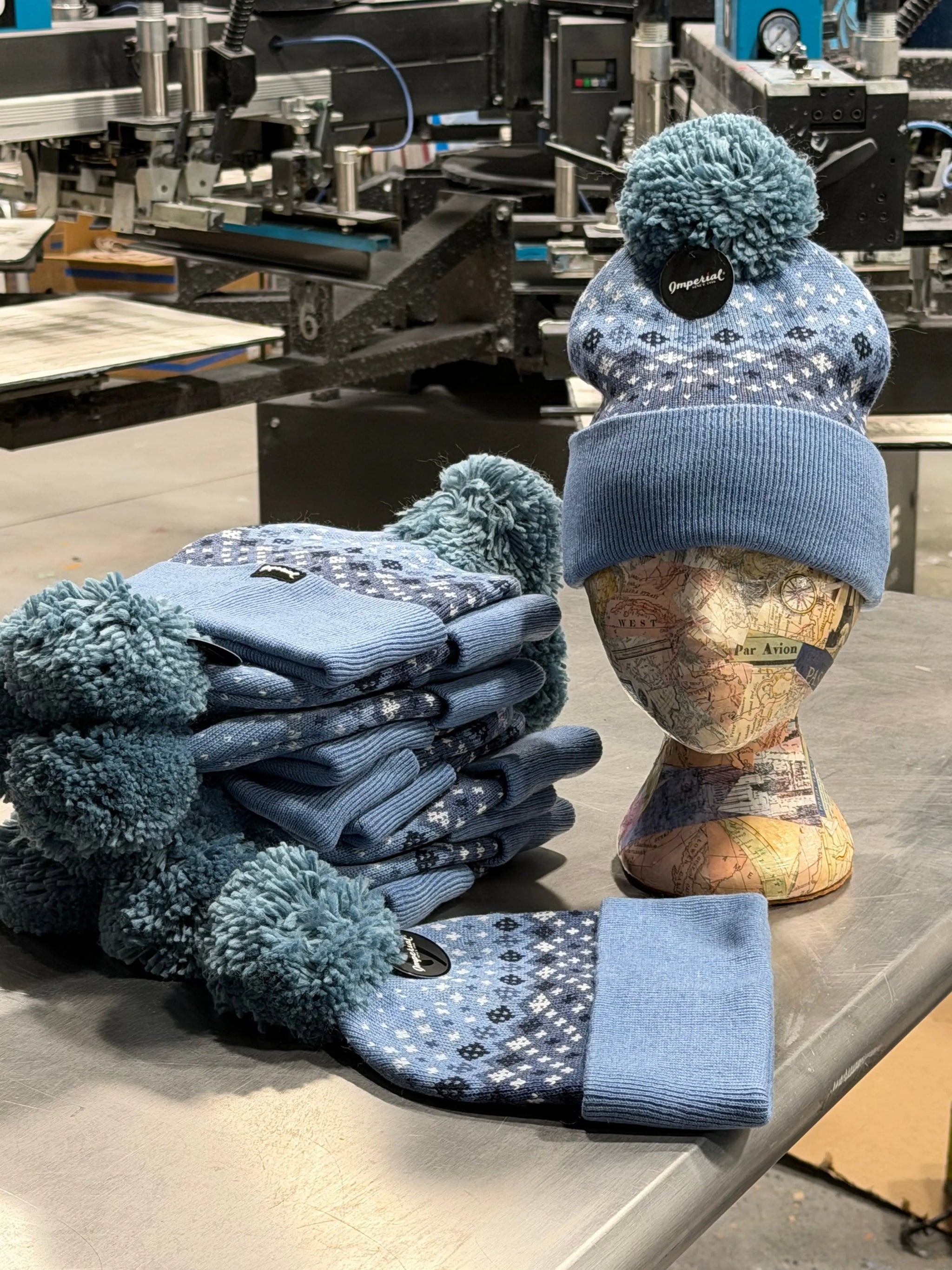12 Imperial The Baniff Cuffed Beanies with Pom - Slate