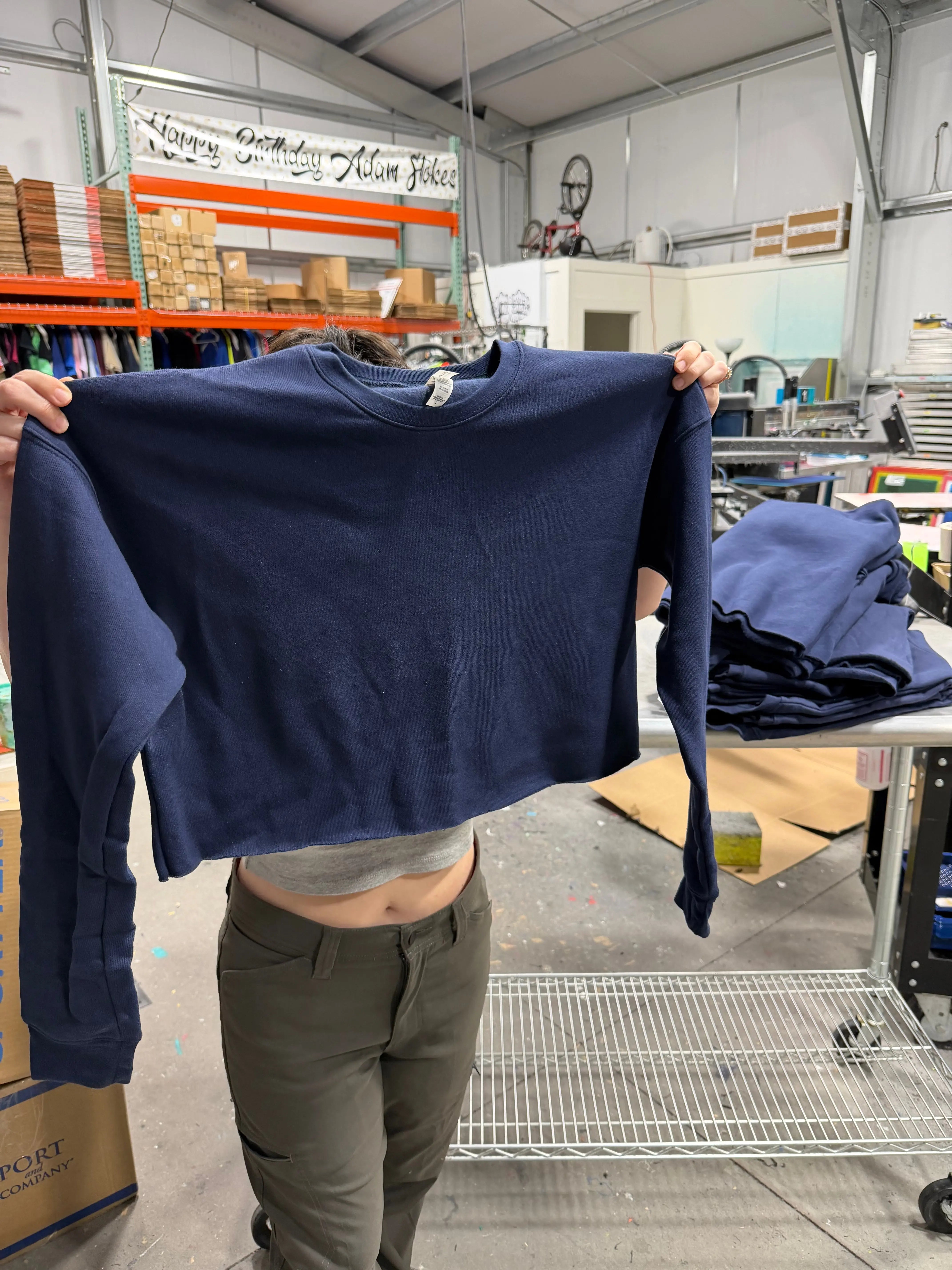 10 Bella Canvas Women's Crop Fleece Sweatshirts - Navy