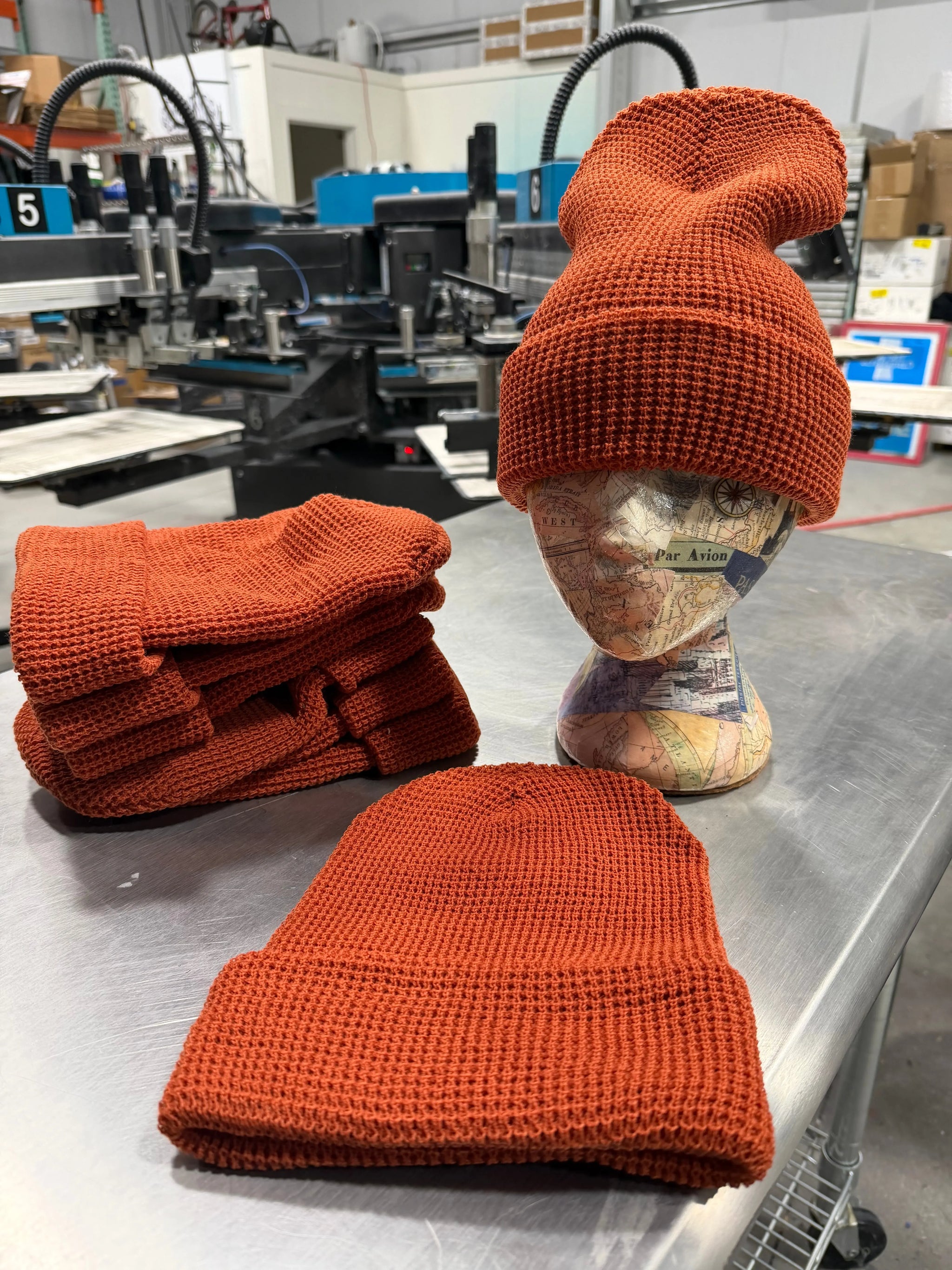 12 Richardson Waffle Knit Beanies with Cuff - Rust