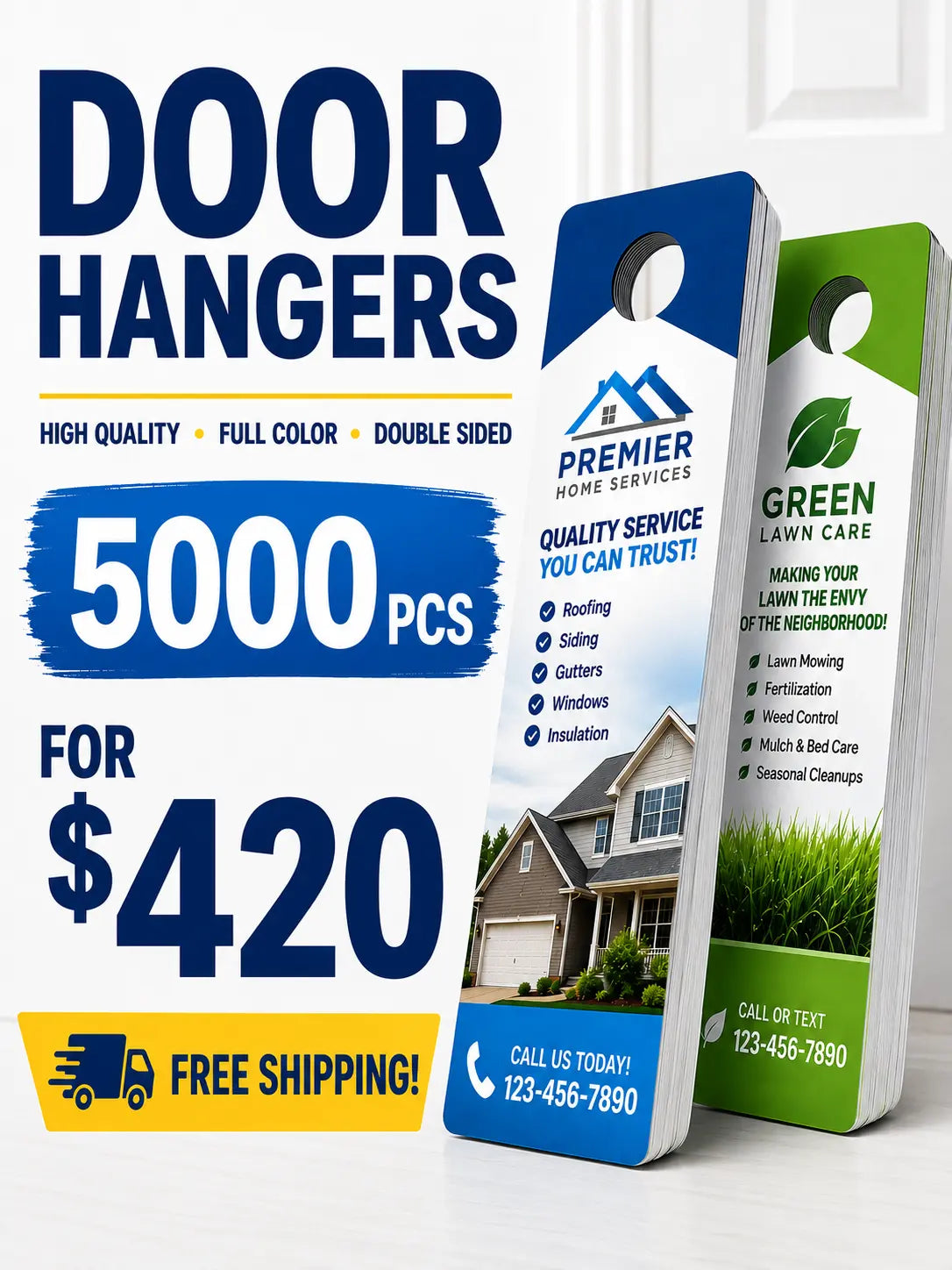 5000 Custom Door Hangers Free Shipping - Double Sided