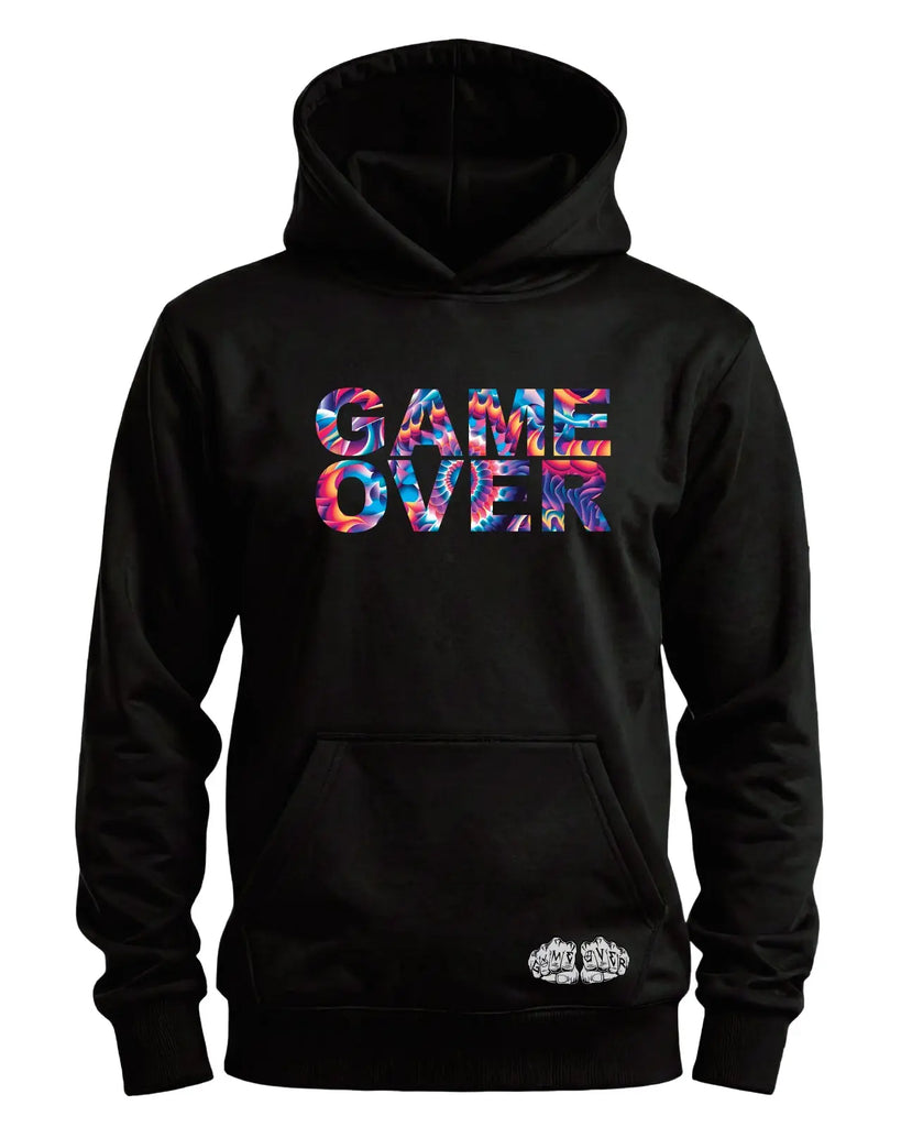 Game Over Tie Dye Psychadelic Hoodie | Trippy Graphic HoodieGame Over Merch