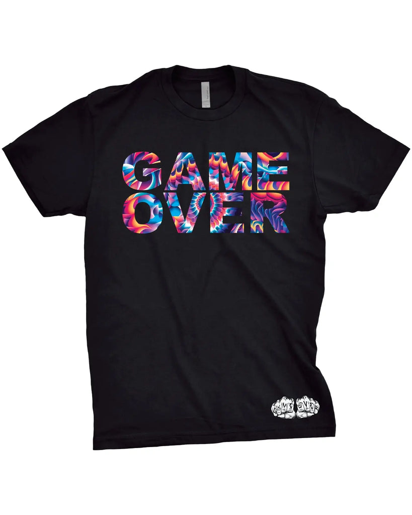 Game Over Tie Dye Psychedelic T-Shirt | Trippy Graphic TeeGame Over Merch