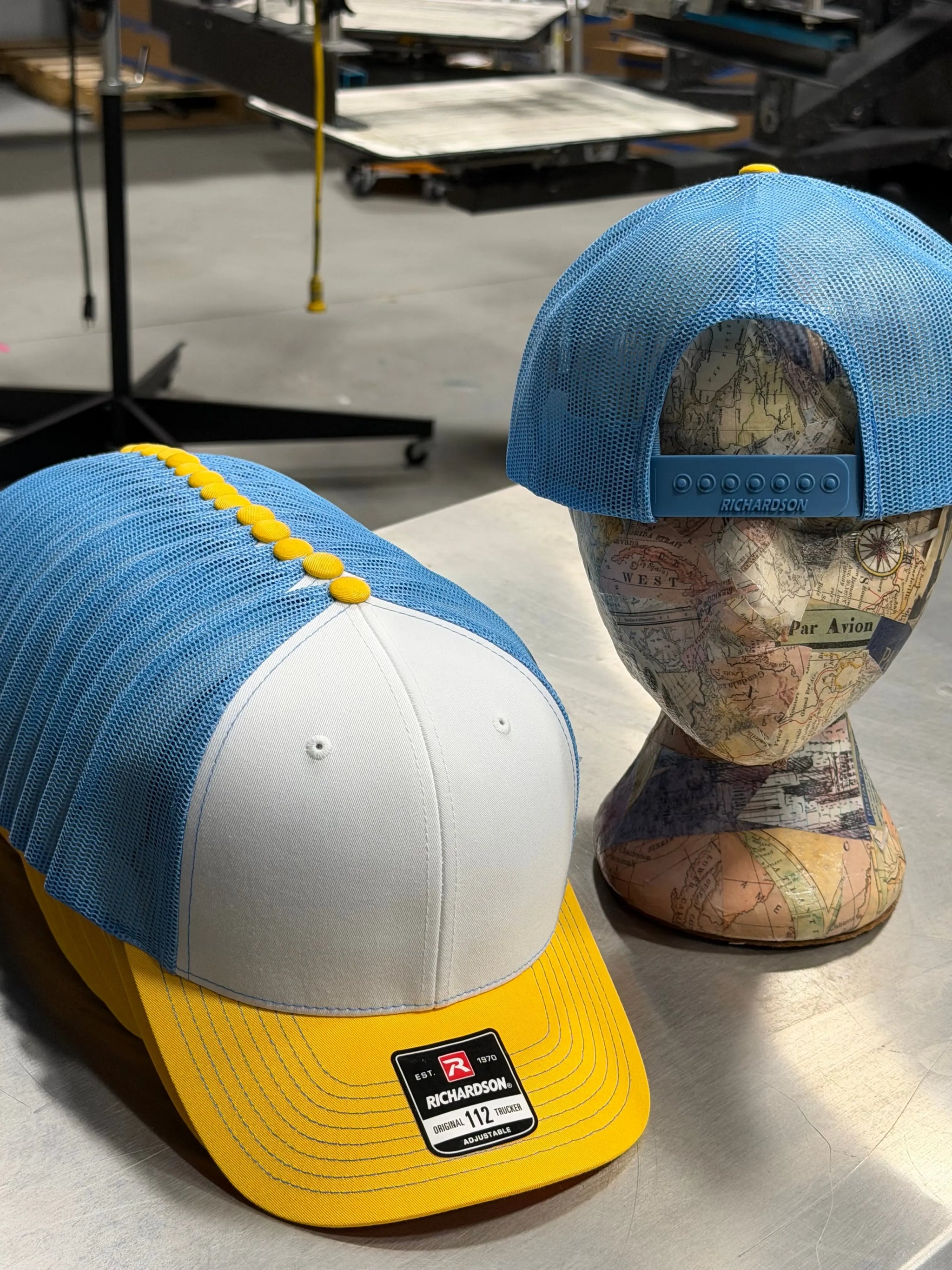 12 Richardson Snapback Trucker Caps - Columbia/Yellow