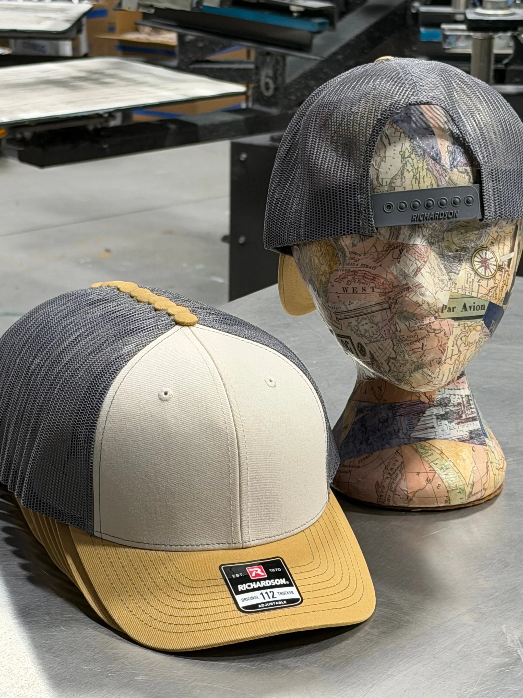 12 Richardson Snapback Trucker Caps - Beige/Gold