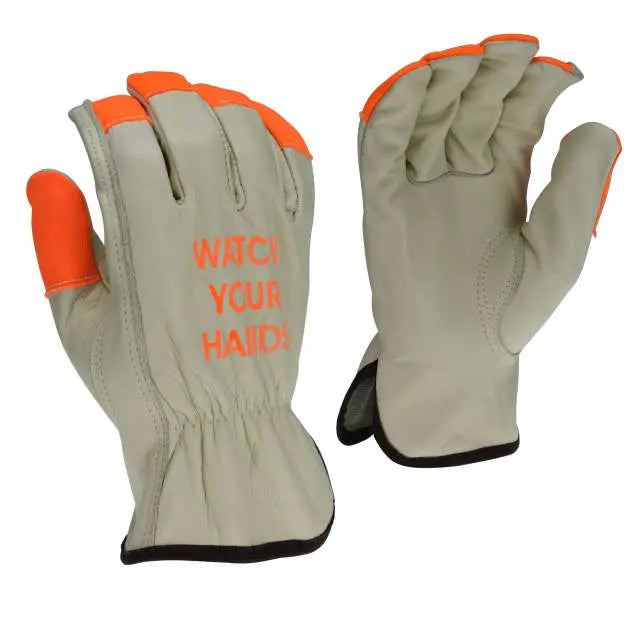 Radians RWG4221HV High Visibility Standard Grain Cowhide Leather Driver 12-Pack