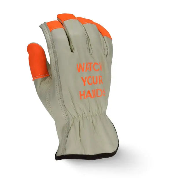 Radians RWG4221HV High Visibility Standard Grain Cowhide Leather Driver 12-Pack