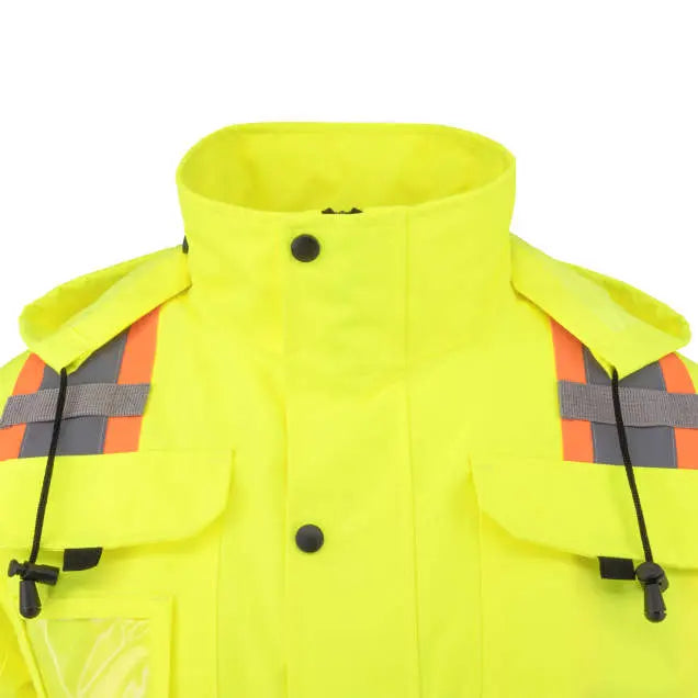 Radians SJ511B Class 3 Hi-Vis Hooded Bomber Jacket with Removable Sleeves
