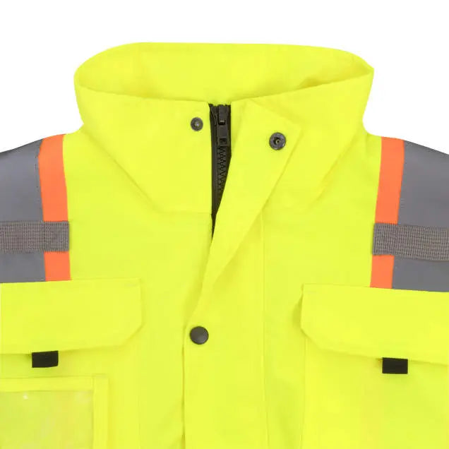 Radians SJ511B Class 3 Hi-Vis Hooded Bomber Jacket with Removable Sleeves