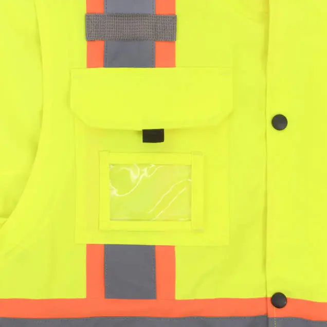 Radians SJ511B Class 3 Hi-Vis Hooded Bomber Jacket with Removable Sleeves