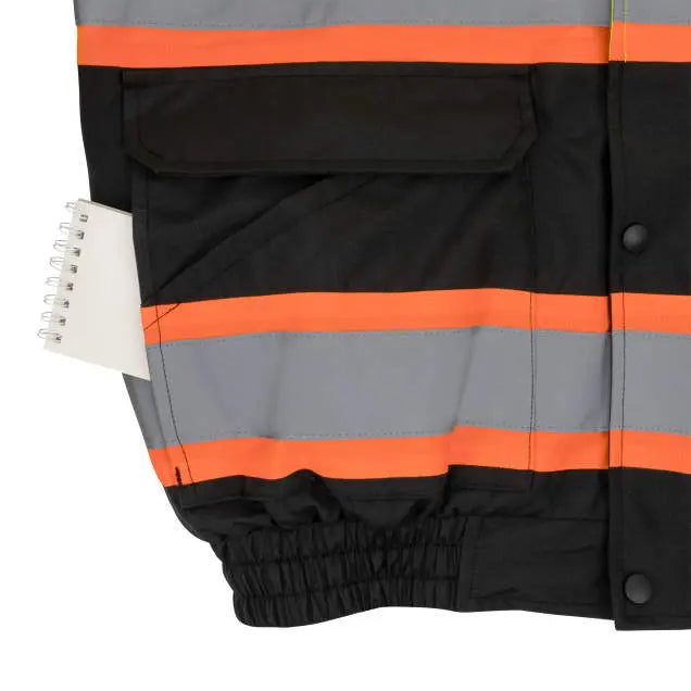 Radians SJ511B Class 3 Hi-Vis Hooded Bomber Jacket with Removable Sleeves