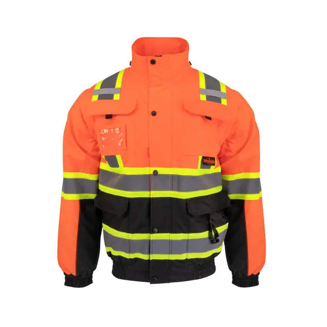 Radians SJ511B Class 3 Hi-Vis Hooded Bomber Jacket with Removable Sleeves