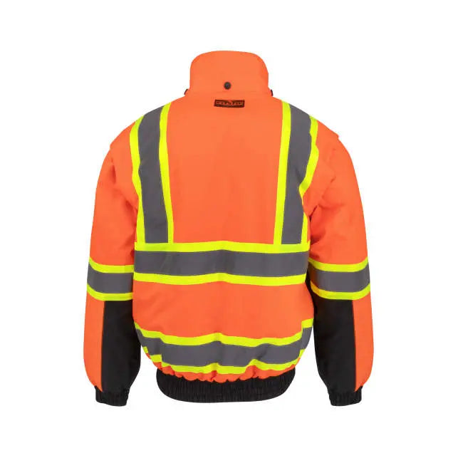 Radians SJ511B Class 3 Hi-Vis Hooded Bomber Jacket with Removable Sleeves