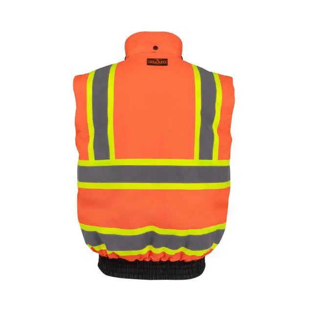 Radians SJ511B Class 3 Hi-Vis Hooded Bomber Jacket with Removable Sleeves