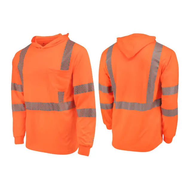 Radians ST61-3 Hooded Type R Class 3 Mesh Long Sleeve T-Shirt w/ UV Protection