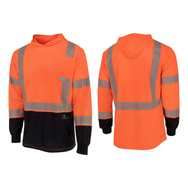 Radians ST631B Class 3 UPF 40 Color Block Long Sleeve T-Shirt with Hood