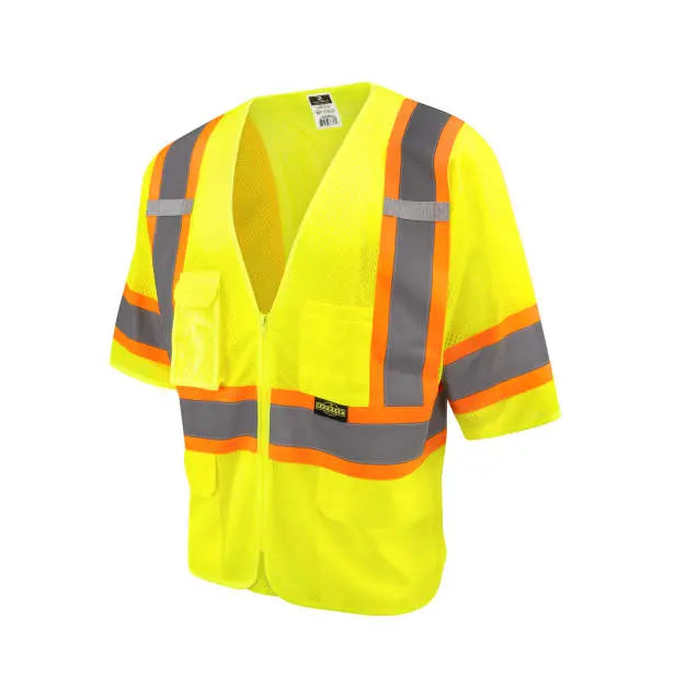 Radians SV232-3 Two Tone Surveyor Type R Class 3 Mesh Safety Vest with Dual Side Zippers