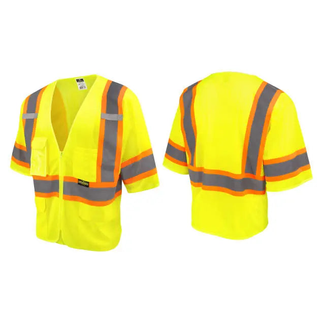 Radians SV232-3 Two Tone Surveyor Type R Class 3 Mesh Safety Vest with Dual Side Zippers
