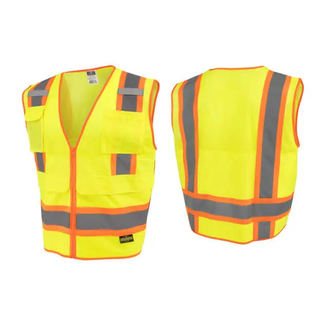 Radians SV69-2 Two Tone Surveyor Type R Class Mesh/Solid Safety Vest with Plan/Tablet Pocket