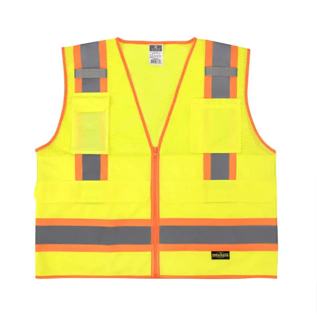 Radians SV69-2 Two Tone Surveyor Type R Class Mesh/Solid Safety Vest with Plan/Tablet Pocket