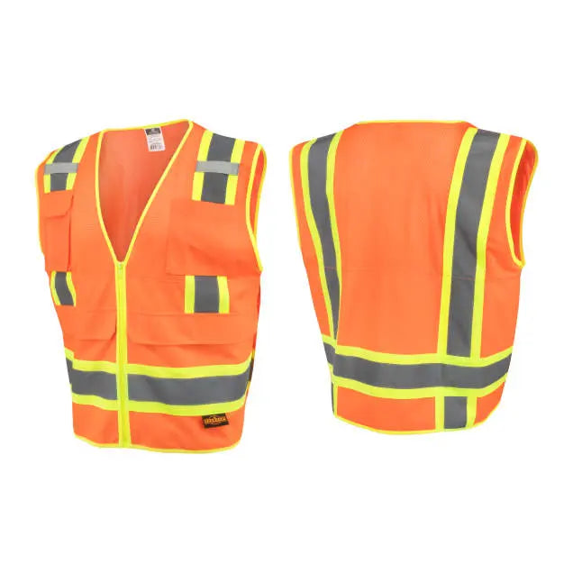 Radians SV69-2 Two Tone Surveyor Type R Class Mesh/Solid Safety Vest with Plan/Tablet Pocket