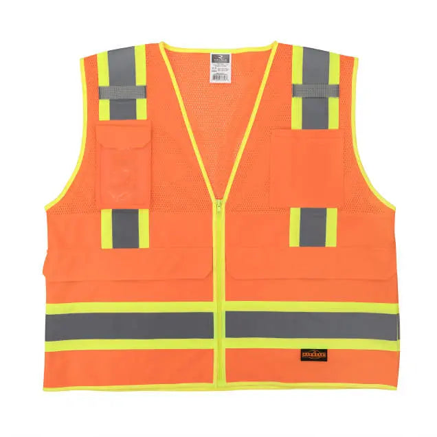 Radians SV69-2 Two Tone Surveyor Type R Class Mesh/Solid Safety Vest with Plan/Tablet Pocket