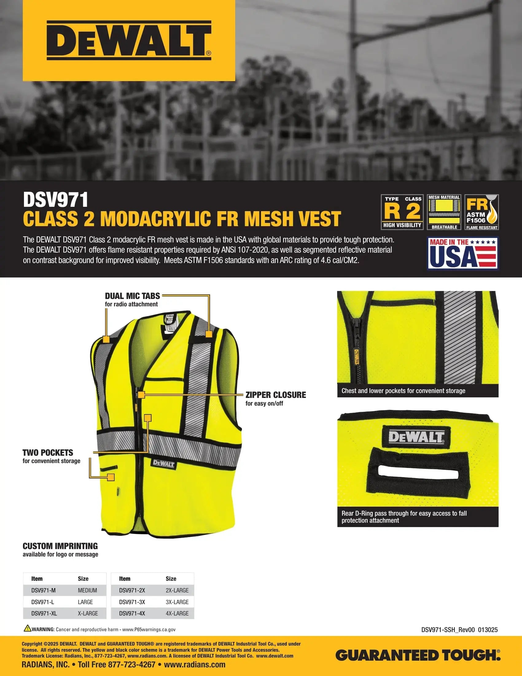 DEWALT DSV971 Class 2 Modacrylic FR Mesh Vest Game Over Merch