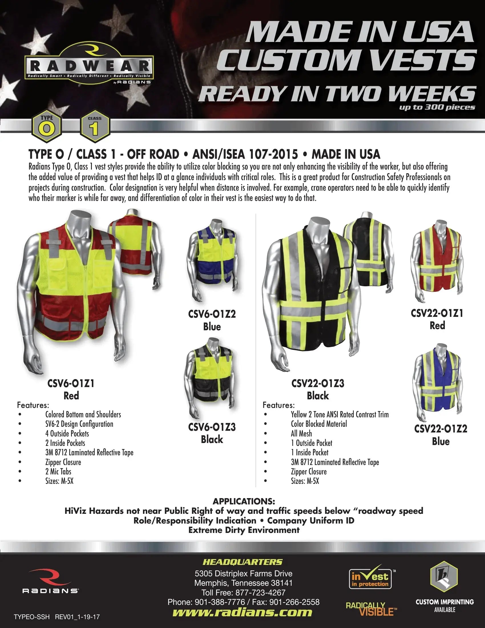 Radwear USA CSV6 Custom Type O Class 1 Safety Vest Game Over Merch