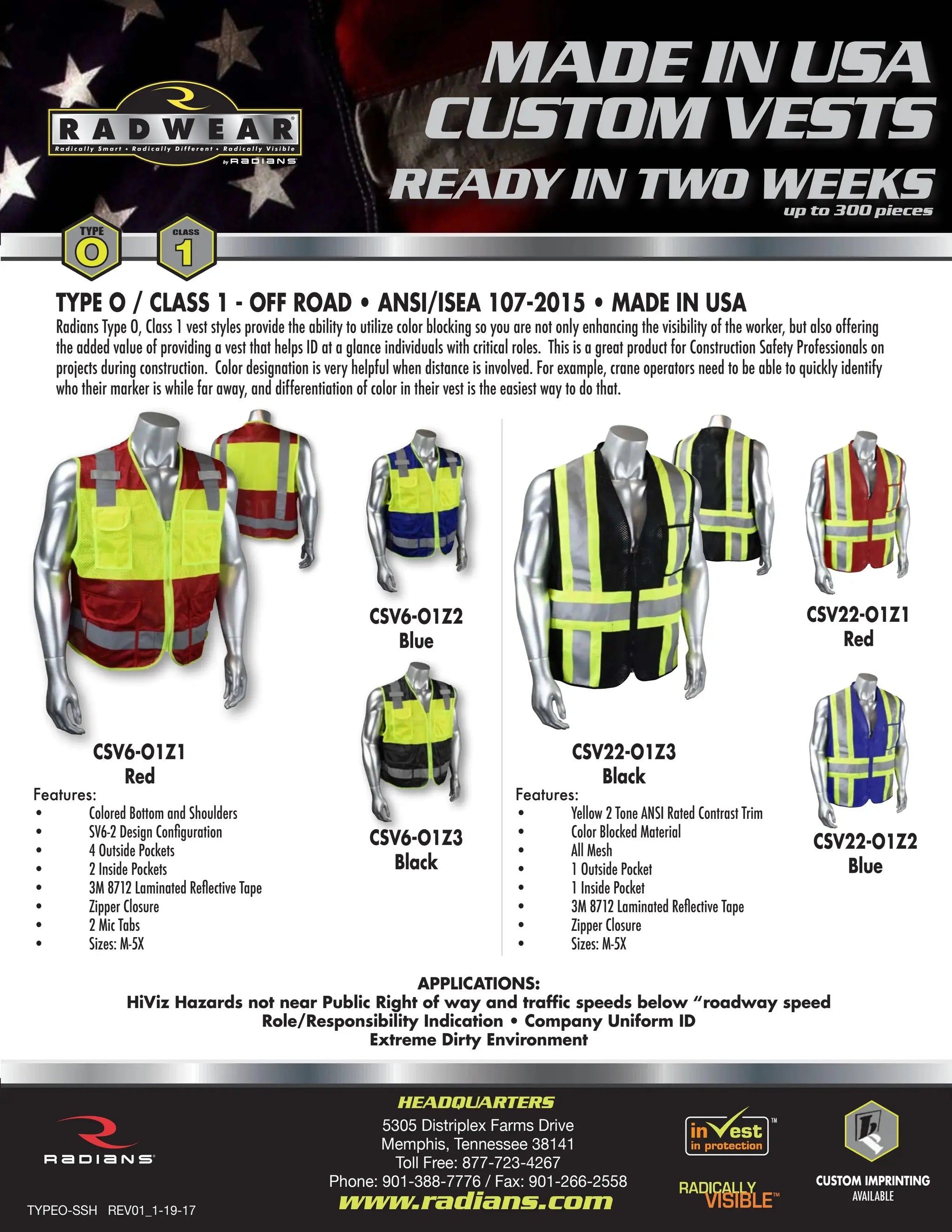 Radwear USA CSV22 Custom Type O Class 1 Safety Vest Game Over Merch