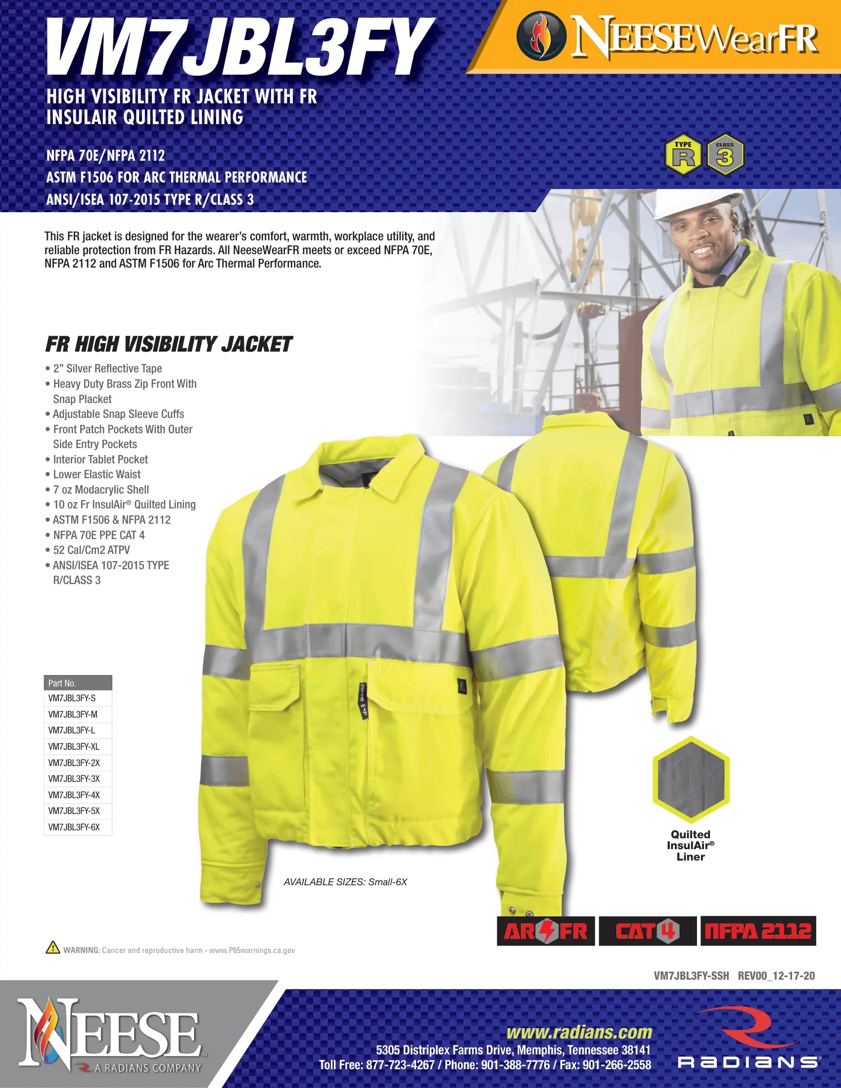 Neese High Visibility FR Jacket with FR InsulAir® Quilted Lining