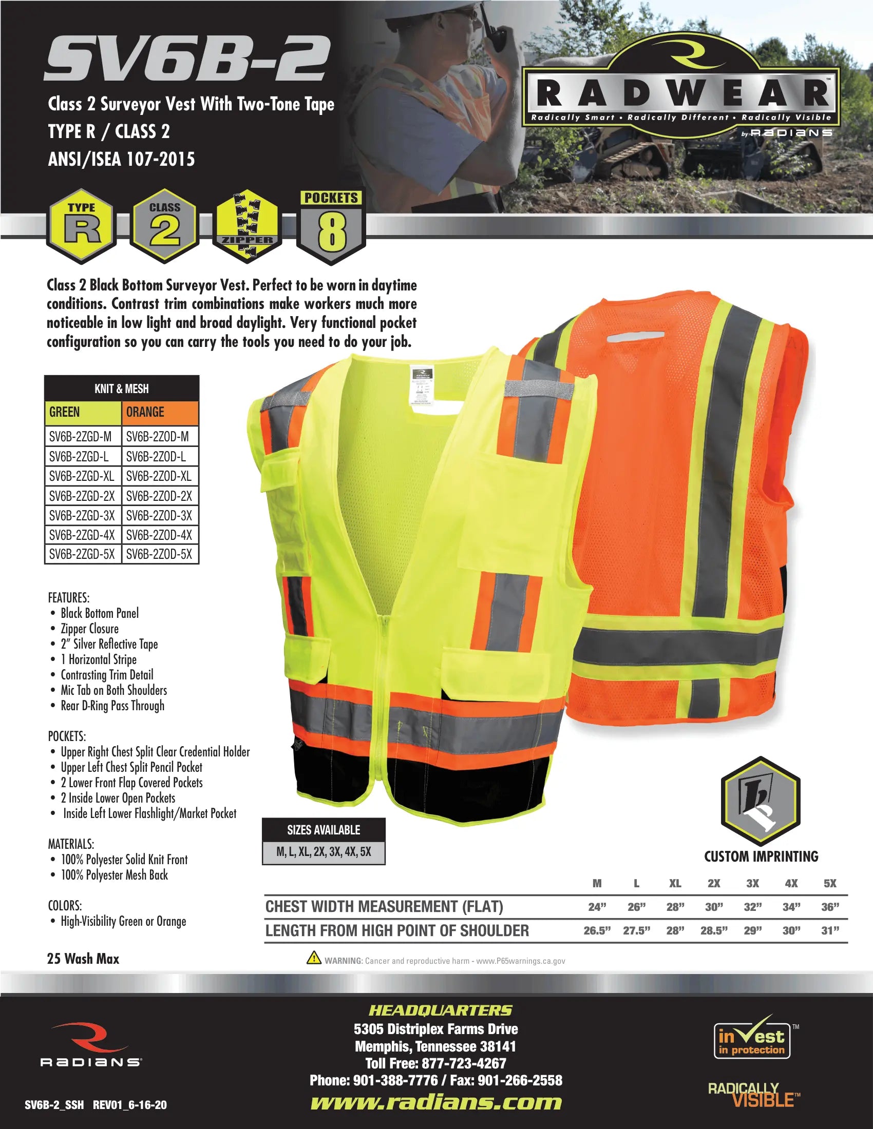 Radians SV6B Two Tone Surveyor Type R Class 2 Safety Vest