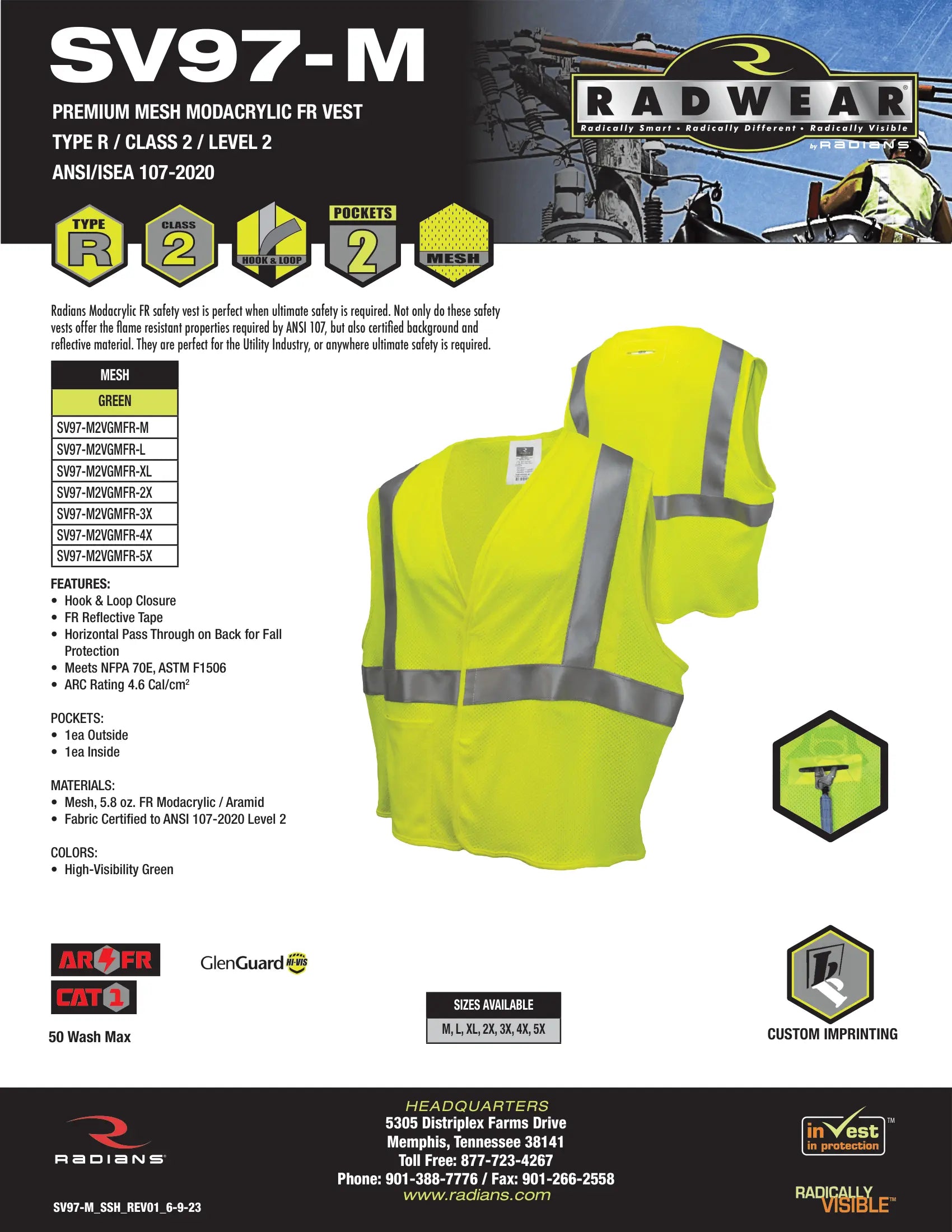 Radians SV97-M2VGMFR Premium Mesh Modacrylic FR Class 2 Vest