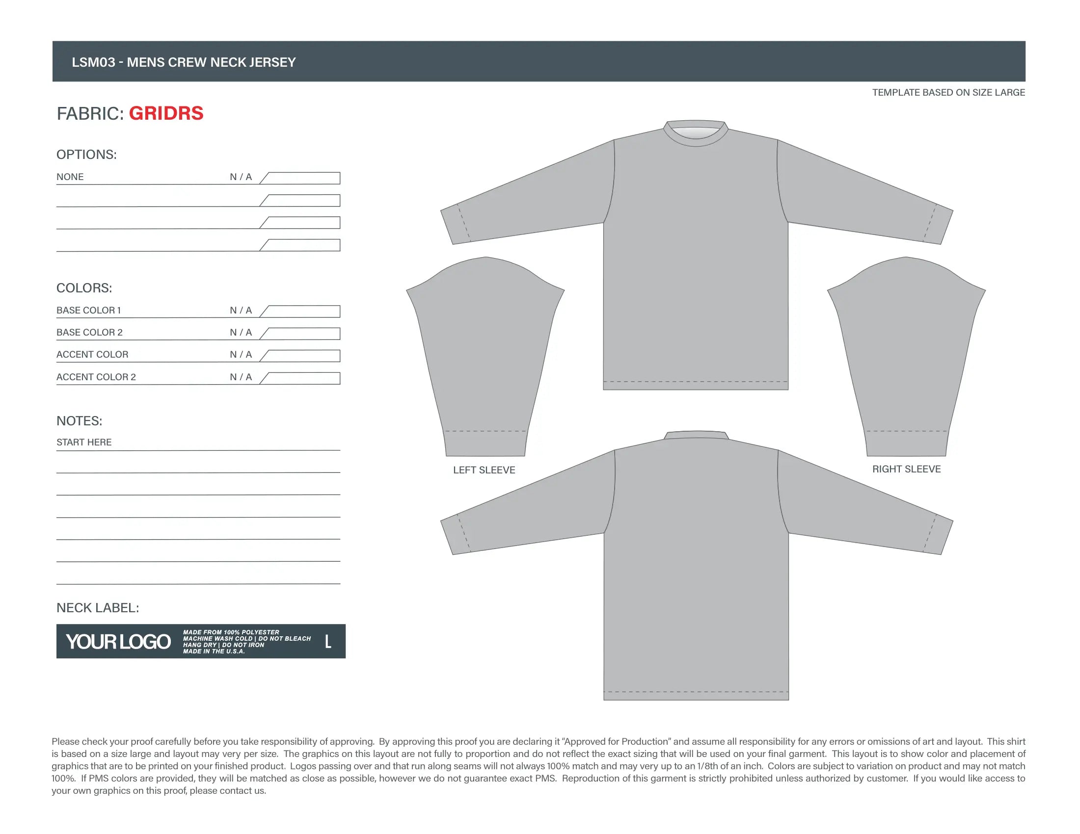 Sublimated Unisex Long Sleeve Jersey #LSM03