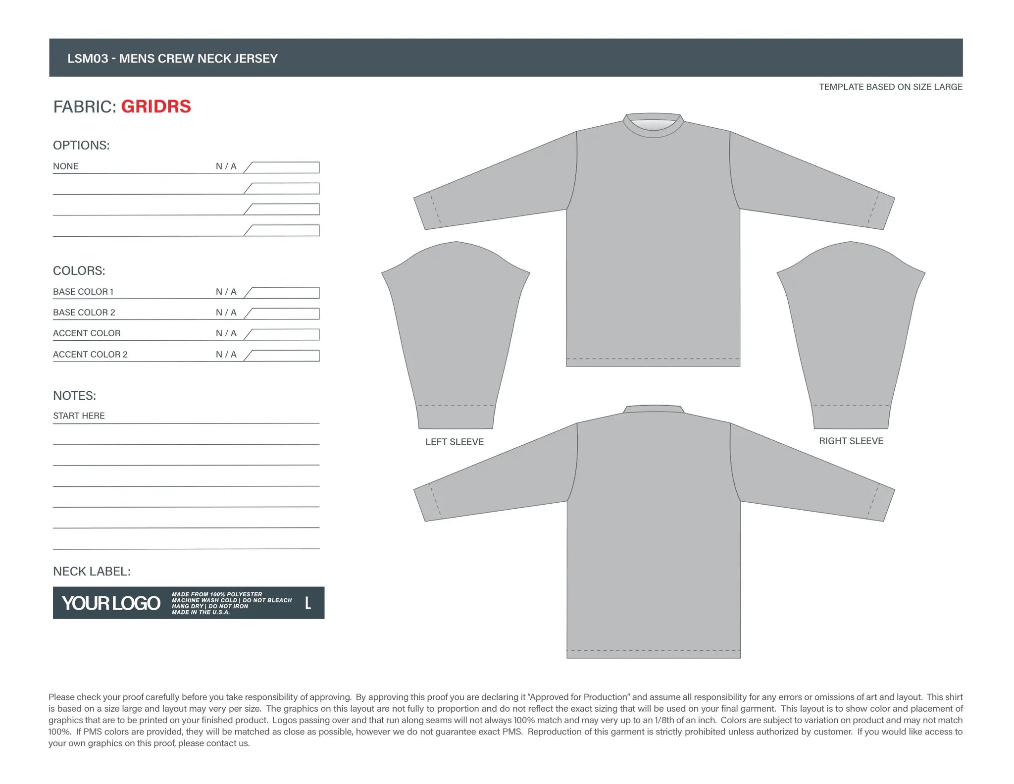 Sublimated Unisex Long Sleeve Jersey #LSM03