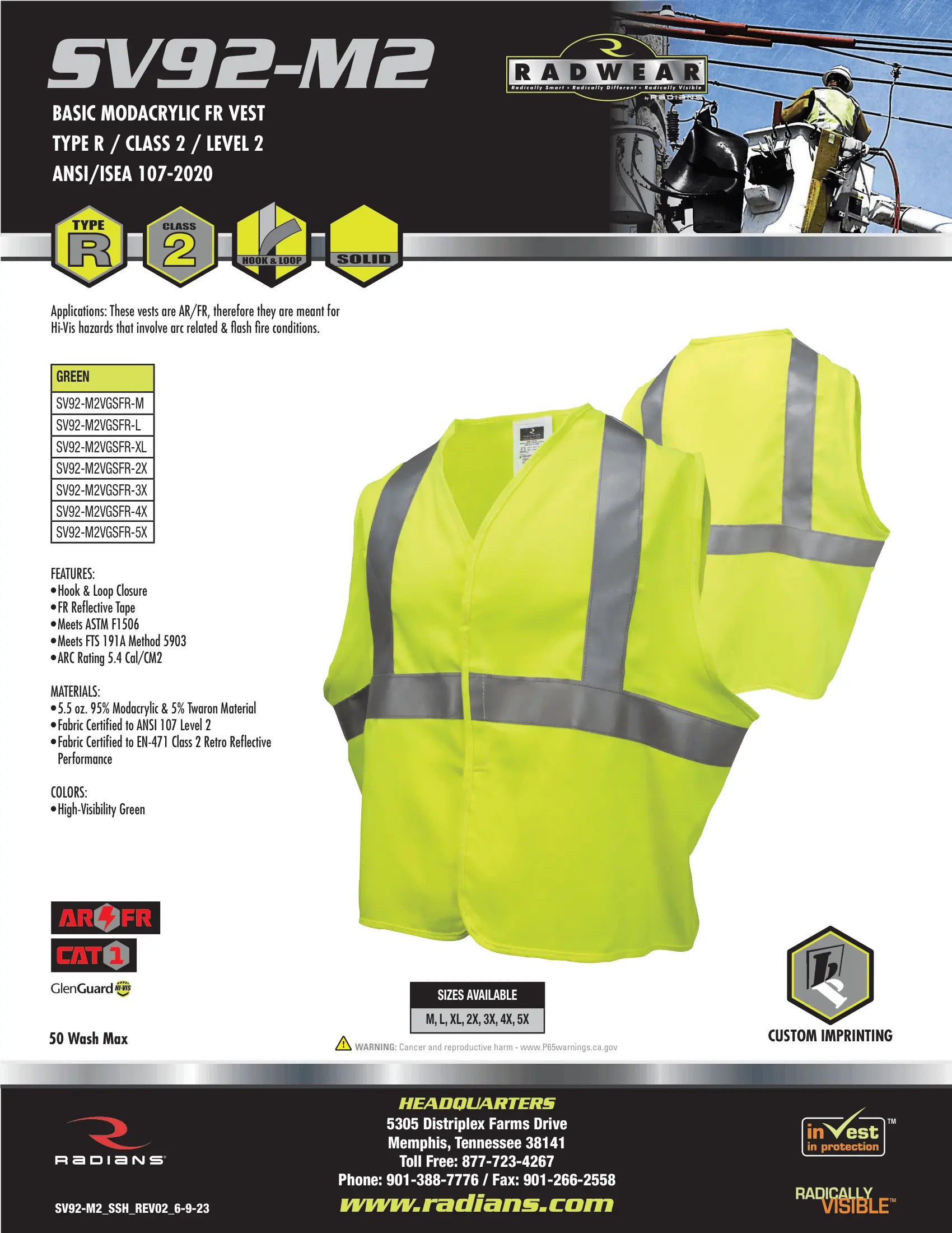 Radians SV92-M Basic Modacrylic FR Class 2 Vest