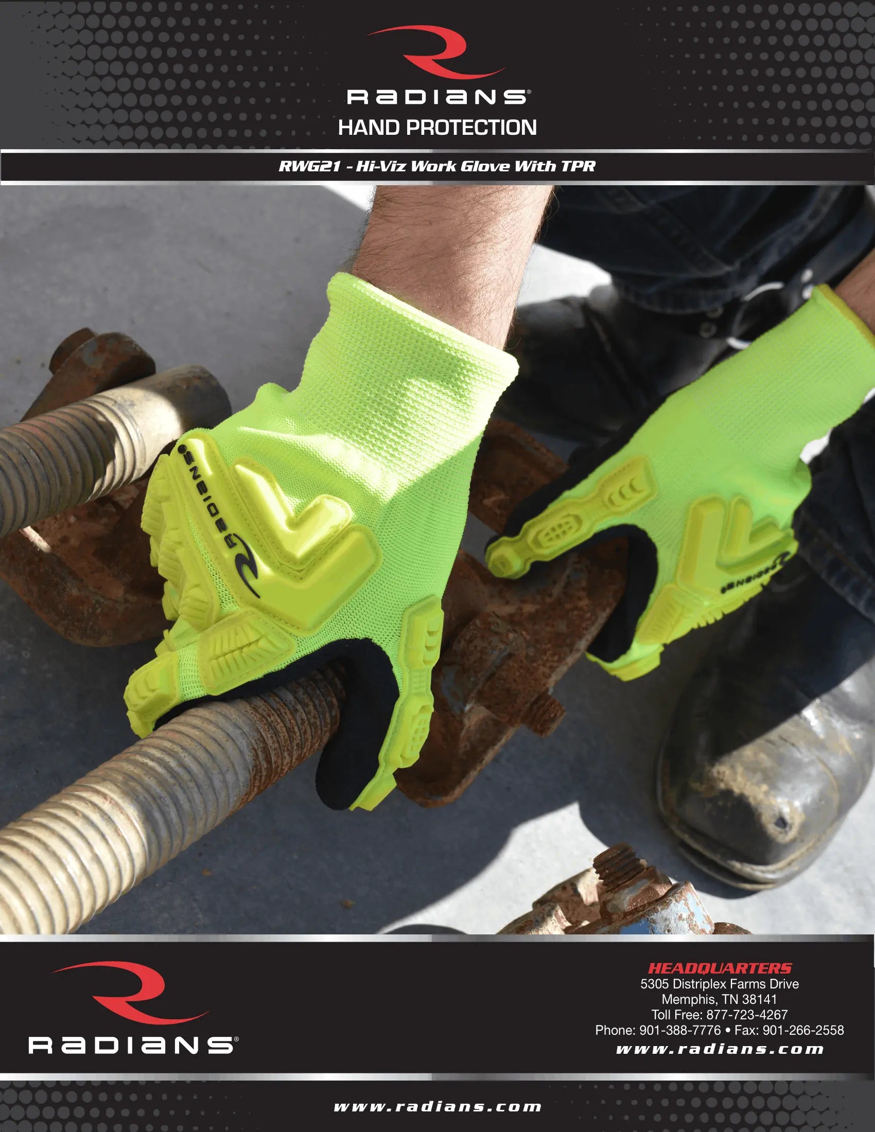Radians RWG21 High Visibility Work Glove with TPR