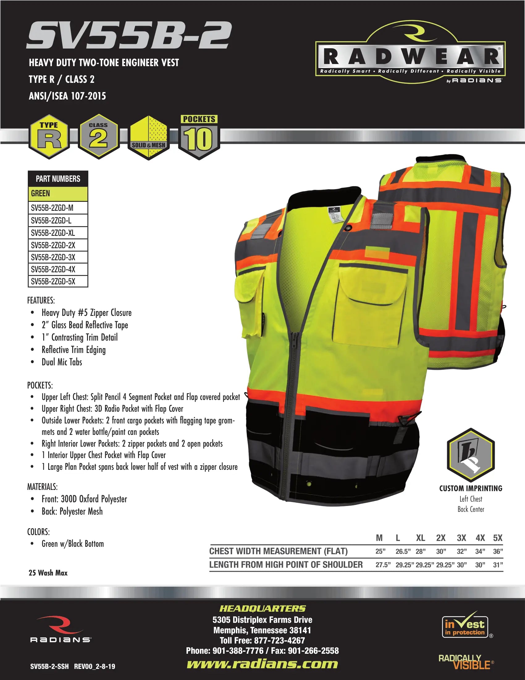 Radians SV55B Class 2 Heavy Woven Color Blocked Two Tone Engineer Vest