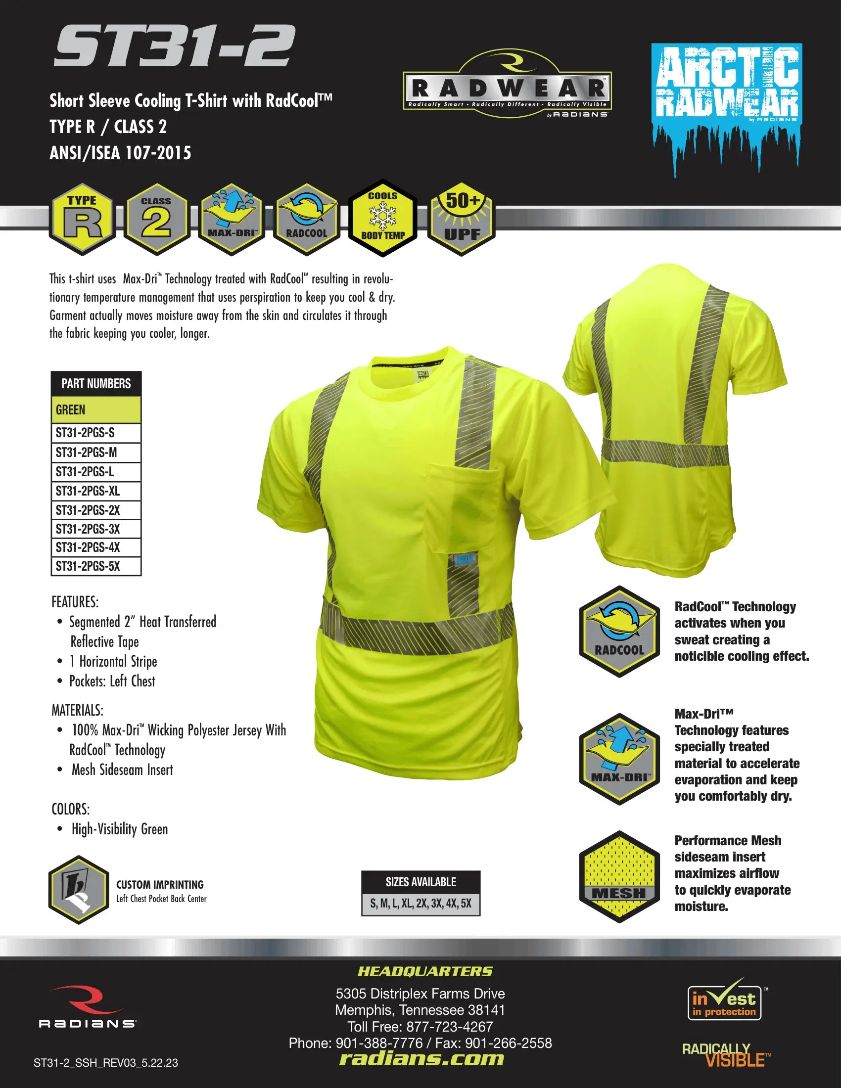 Radians ST31-2 Short Sleeve Cooling T-Shirt